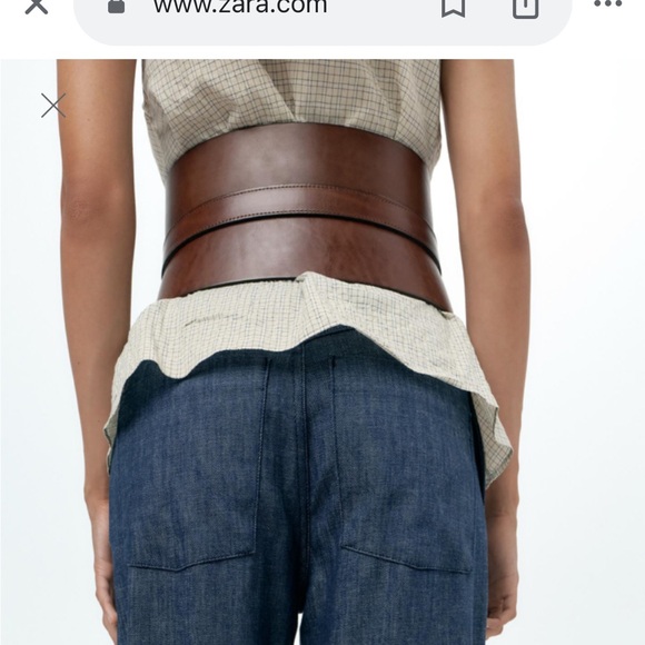 ZARA Embossed Leather Sash Belt with Floral Details - Picture 7 of 7